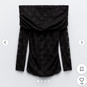 Zara off the shoulder black lace top